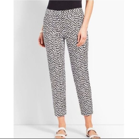 Talbots Slim Crop Black and White Cheetah Print Pants - Picture 1 of 14